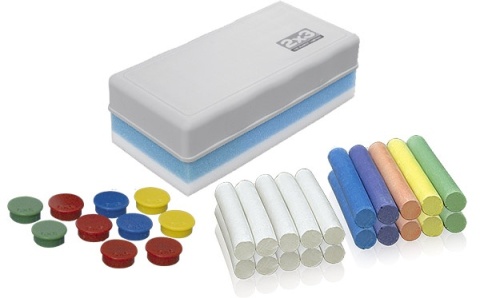 Tablica szkolna rozkładana kredowa magnetyczna ceramiczna 340 / 170 × 100 Tryptyk + Gratis zestaw startowy do tablic