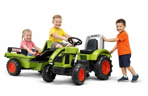 Traktor dla dzieci na pedały z łyżką i przyczepką Claas Arion 430 Zielony FALK