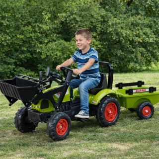 Traktor traktorek Falk na pedały dla Dzieci z Przyczepą i Łyżką