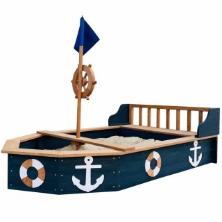 Drewniana Piaskownica dla dzieci Statek Piracki Doris ze Schowkiem + Pokrowiec 153 cm
