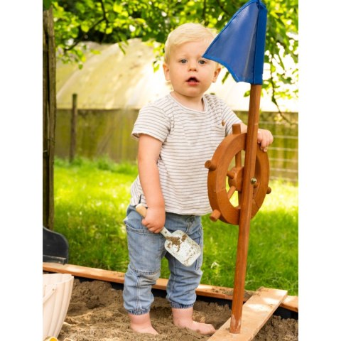 Drewniana Piaskownica dla dzieci Statek Piracki Doris ze Schowkiem + Pokrowiec 153 cm