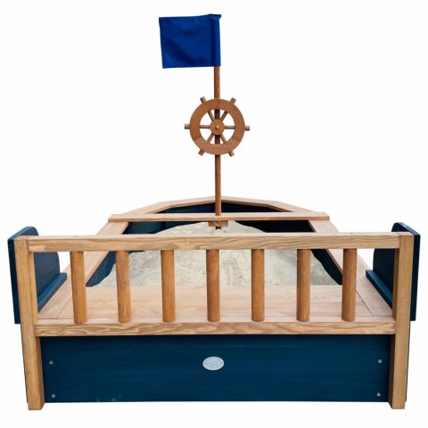 Drewniana Piaskownica dla dzieci Statek Piracki Doris ze Schowkiem + Pokrowiec 153 cm