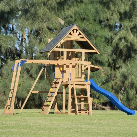 Duży Plac Zabaw Drewniany Zjeżdżalnia Hustawki Ścianka Wspinaczkowa + Wieża AXI Mitch