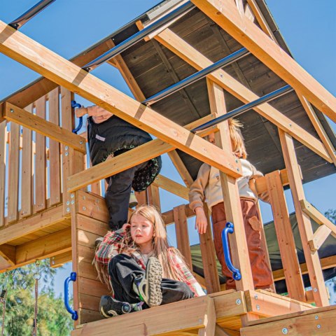 Duży Plac Zabaw Drewniany Zjeżdżalnia Hustawki Ścianka Wspinaczkowa + Wieża AXI Mitch