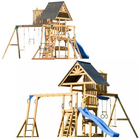 Duży Plac Zabaw Drewniany Zjeżdżalnia Hustawki Ścianka Wspinaczkowa + Wieża AXI Mitch