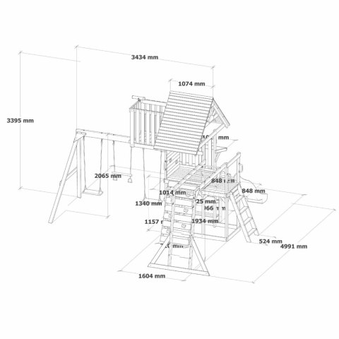 Duży Plac Zabaw Drewniany Zjeżdżalnia Hustawki Ścianka Wspinaczkowa + Wieża AXI Mitch