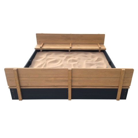 Piaskownica XXL dla dzieci na podwórko Ella 150 x 150 z Ławeczkami Antracyt