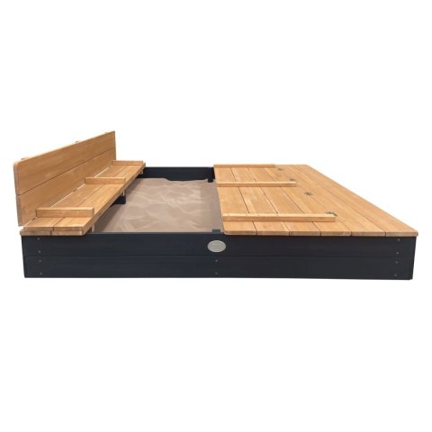 Piaskownica XXL dla dzieci na podwórko Ella 150 x 150 z Ławeczkami Antracyt