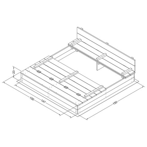 Piaskownica Ogrodowa dla dzieci XXL Ella 150x150 z Ławeczkami Szara