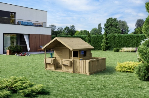 Drewniany Domek dla Dzieci na Ogród Podwórko Plac Zabaw Słoneczny Kącik
