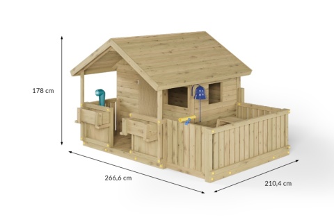 Drewniany Domek dla Dzieci na Ogród Podwórko Plac Zabaw Słoneczny Kącik