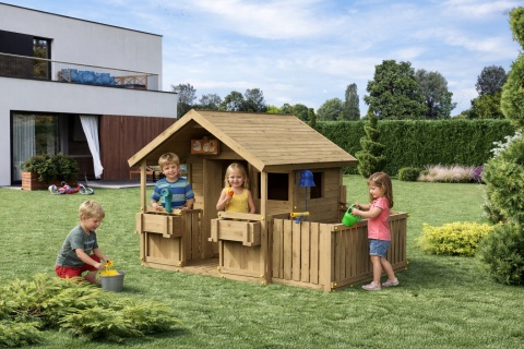Drewniany Domek dla Dzieci na Ogród Podwórko Plac Zabaw Słoneczny Kącik