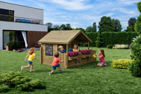 Drewniany Domek dla Dzieci na Ogród Podwórko Plac Zabaw Słoneczny Kącik