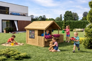 Drewniany Domek dla Dzieci na Ogród Podwórko Plac Zabaw Słoneczny Kącik