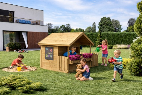 Drewniany Domek dla Dzieci na Ogród Podwórko Plac Zabaw Słoneczny Kącik