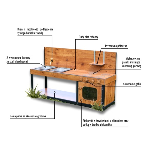 Duża Kuchnia błotna Eu Geniusza dla dzieci Materiał Premium + akcesoria Gratis