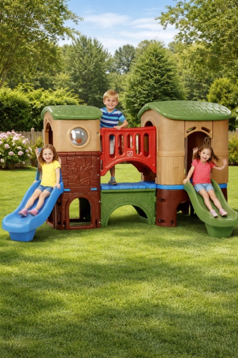 Duży Plac Zabaw dla dzieci Most z Tunelem Zjeżdżalnia Step2