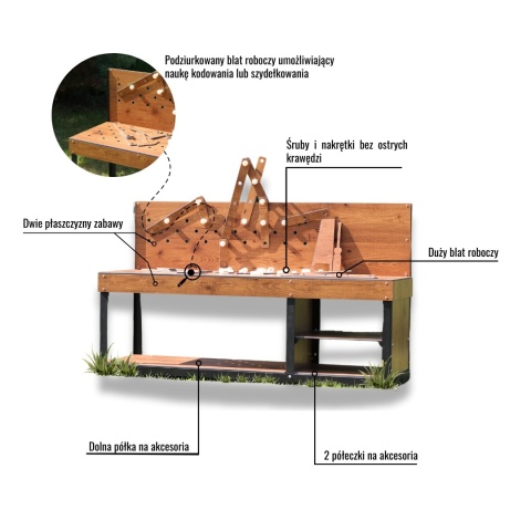 Duży Warsztat dla Dzieci na Podwórko + Elementy Konstrukcyjne GRATIS