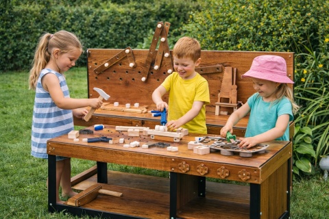 Duży Warsztat dla Dzieci na Podwórko + Elementy Konstrukcyjne GRATIS