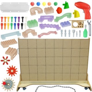 Wolnostojąca Tablica Kreatywna Naukowa Ściana STEM dla dzieci + Akcesoria Kołki Klocki Narzędzia MASTERKIDZ