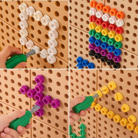 Wolnostojąca Tablica Kreatywna Naukowa Ściana STEM dla dzieci + Akcesoria Kołki Klocki Narzędzia MASTERKIDZ