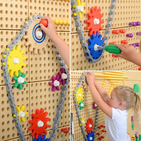 Wolnostojąca Tablica Kreatywna Naukowa Ściana STEM dla dzieci + Akcesoria Kołki Klocki Narzędzia MASTERKIDZ