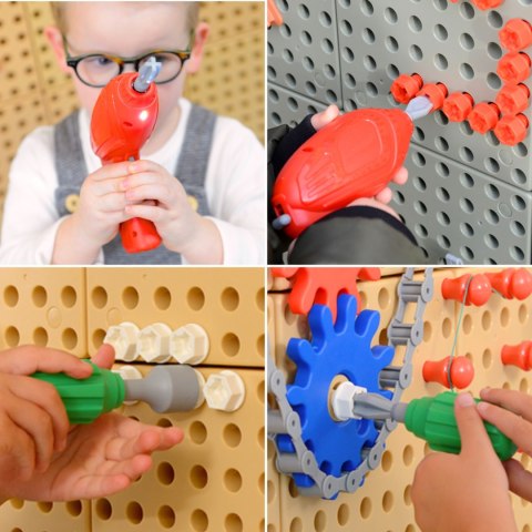 Wolnostojąca Tablica Kreatywna Naukowa Ściana STEM dla dzieci + Akcesoria Kołki Klocki Narzędzia MASTERKIDZ