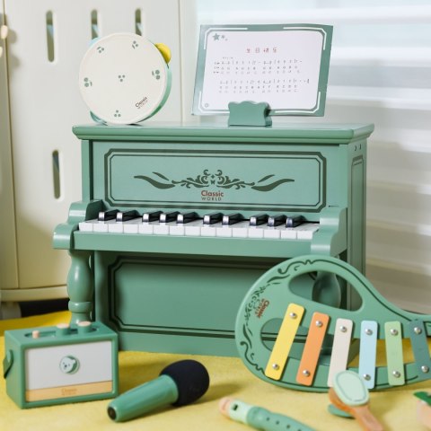 Pianinko instrument zabawka dla dzieci Vintage + Książeczka do Nauki CLASSIC WORLD
