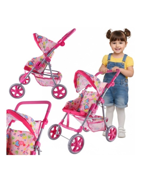 Spacerówka Wózek dla Lalek Serca Kolorowe WOOPIE ROYAL