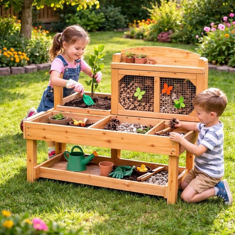 Stół Obserwacyjny Edukacyjna Ogrodowa Stacja Badawcza Owadów i Roślin dla dzieci MASTERKIDZ