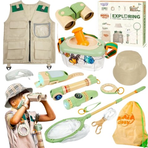 WOOPIE Discovery Zestaw Małego Odkrywcy Lornetka Kompas Siatka na Owady Motyle Latarka