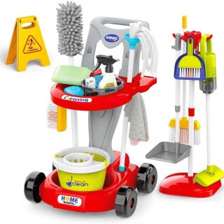 Zestaw do Sprzątania XXL dla dzieci Wózek Zabawka 3w1 29 el. Czerwony