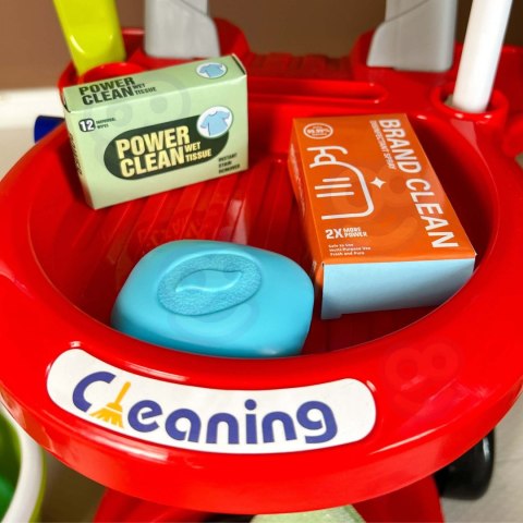 Zestaw do Sprzątania XXL dla dzieci Wózek Zabawka 3w1 29 el. Czerwony