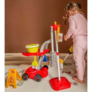 Zestaw do Sprzątania XXL dla dzieci Wózek Zabawka 3w1 29 el. Czerwony