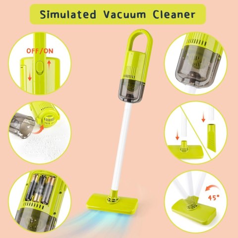 Zestaw do Sprzątania XXL dla dzieci Wózek Zabawka 3w1 29 el. Czerwony