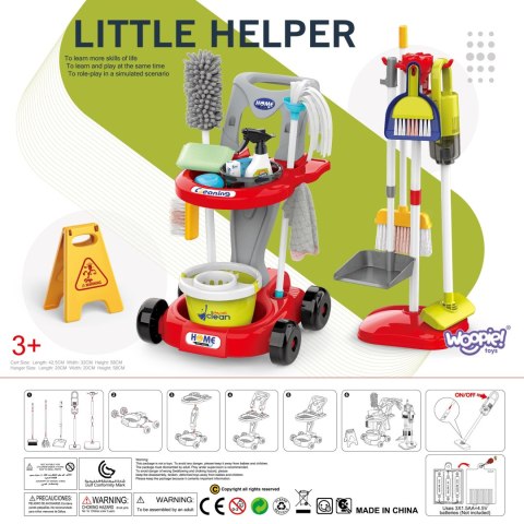 Zestaw do Sprzątania XXL dla dzieci Wózek Zabawka 3w1 29 el. Czerwony