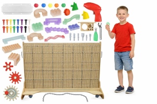 Wolnostojąca Tablica Kreatywna Naukowa Ściana STEM dla dzieci + Akcesoria Kołki Klocki Narzędzia MASTERKIDZ