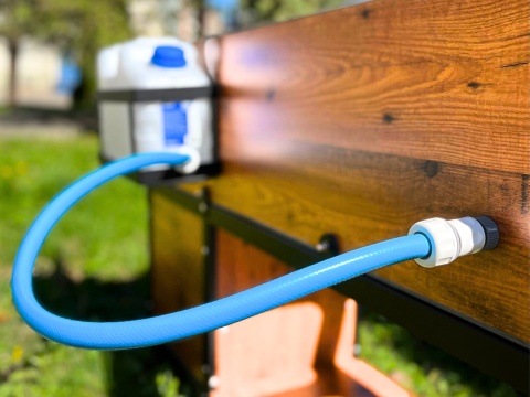 Zestaw baniak+metalowy stelaż +szybkozłączka do kuchni błotnej