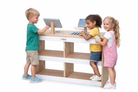 Duża Drewniana Kasa Sklepowa dla dzieci Zestaw VIGA