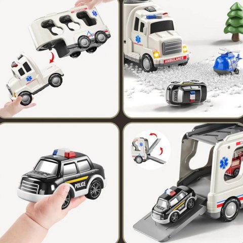 Ciężarówka dla dzieci Duży Zestaw Ratunkowy + 4 Auta
