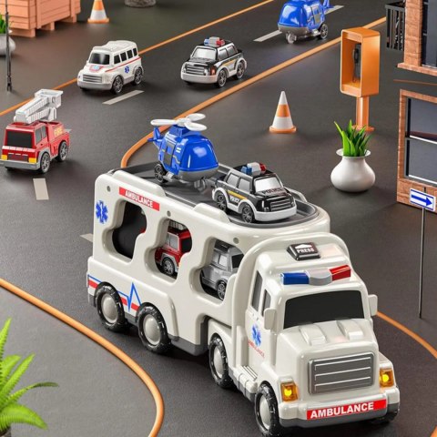 Ciężarówka dla dzieci Duży Zestaw Ratunkowy + 4 Auta