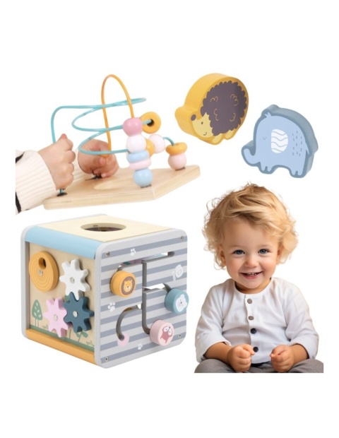 Interaktywna kostka dla Dzieci Activity Box Drewniane Edukacyjne Centrum Gier 5w1 Viga Toys