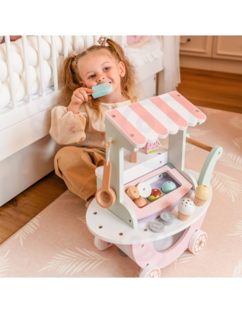 Lodziarnia XXL Cukiernia Sklepik dla dzieci Pastelowy Wózek z Lodami WOOPIE GREEN