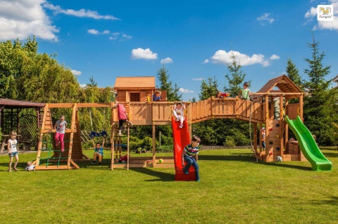 Plac Zabaw dla Dzieci XXL Spider Domki, zjeżdżalnie, ścianka wspinaczkowa, huśtawki, most. drabinki