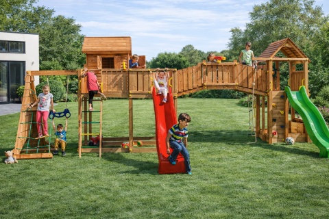 Plac Zabaw dla Dzieci XXL Spider Domki, zjeżdżalnie, ścianka wspinaczkowa, huśtawki, most. drabinki