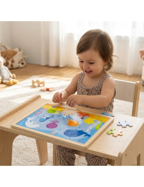 Puzzle drewniane 12 układanek po 24 puzzle na regale Viga Toys Viga Toys