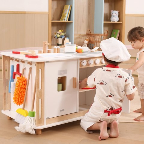 VIGA Centrum Domowe 3w1 z Akcesoriami - Nauka i Zabawa dla Dzieci