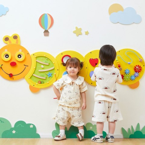 Drewniana Duża Tablica Aktywności Manipulacyjna Gąsiennica Wyposażenie edukacyjne