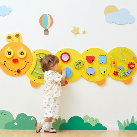 Drewniana Duża Tablica Aktywności Manipulacyjna Gąsiennica Wyposażenie edukacyjne