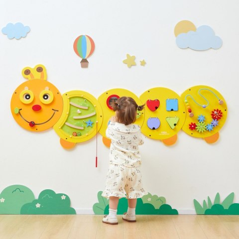 Drewniana Duża Tablica Aktywności Manipulacyjna Gąsiennica Wyposażenie edukacyjne